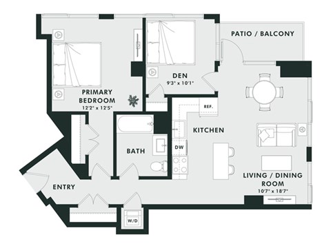 A black and white image of a house floor plan.